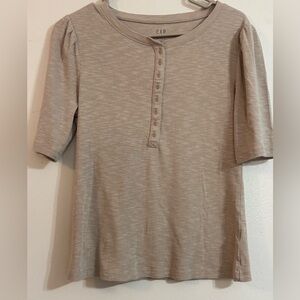 GAP Beige Short Sleeve Women's Henley